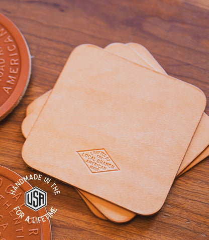 The Local Branch Leather Coaster Small Batch Square Coasters - USA Made