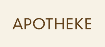 Logo 'APOTHEKE' in brown on a beige background