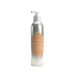Silver lotion bottle with a label on a white background