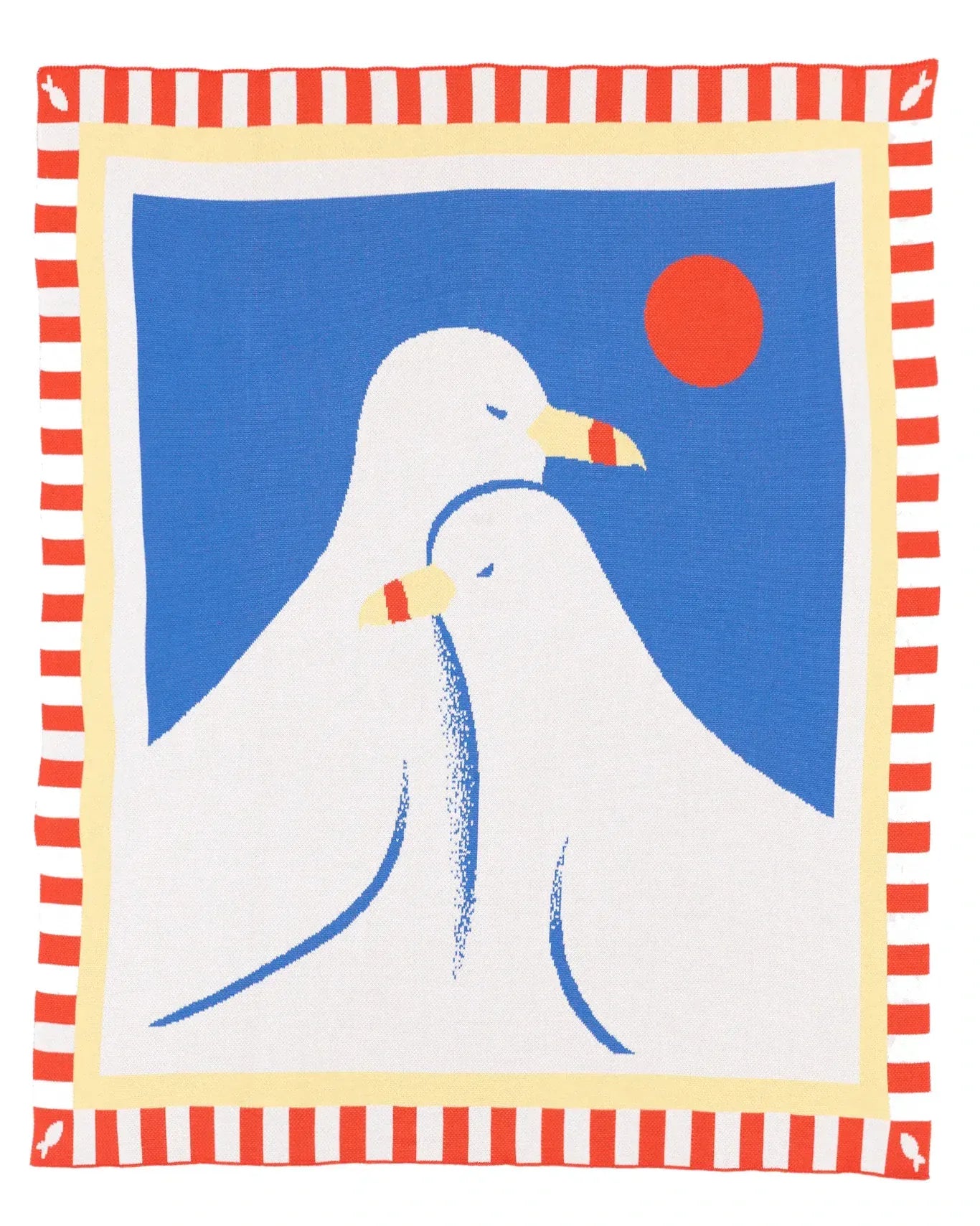 Biquette Throw Blanket Sunrise in Organic Cotton Lovebirds - Throw Blanket