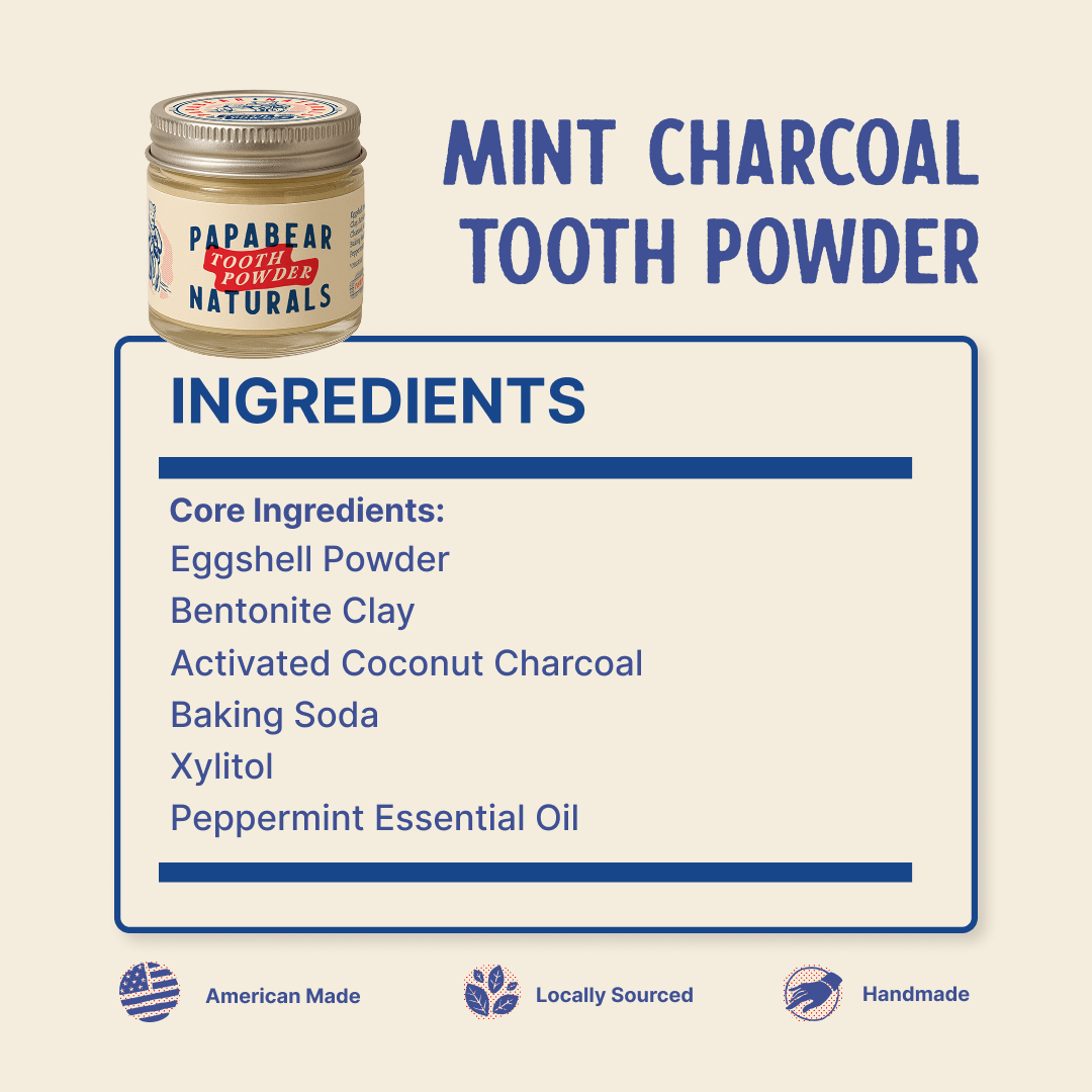 PapaBear Naturals Papabear Mint Charcoal Tooth Powder - 2 oz