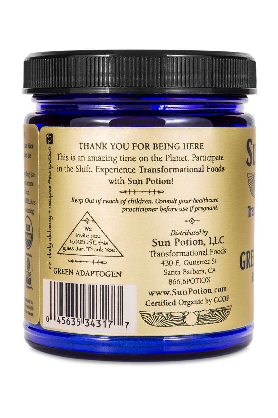 Sun Potion Adaptogen 111g Jar Green Adaptogen