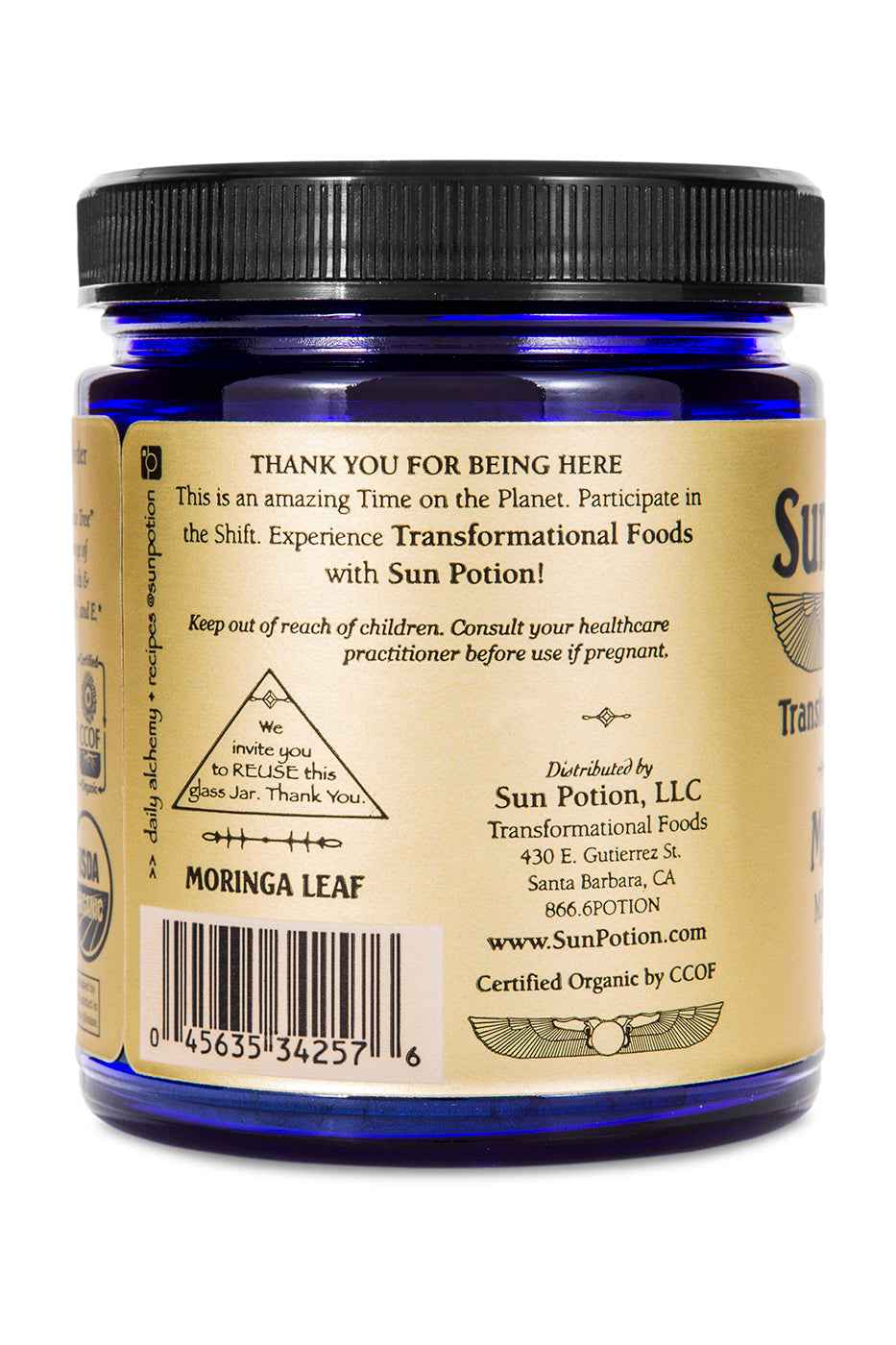 Sun Potion Adaptogen 90g Jar Moringa Leaf Powder (Organic)