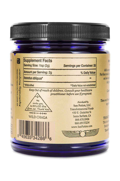 Sun Potion Adaptogen 70g Jar Chaga Mushroom Powder (Wildcrafted)