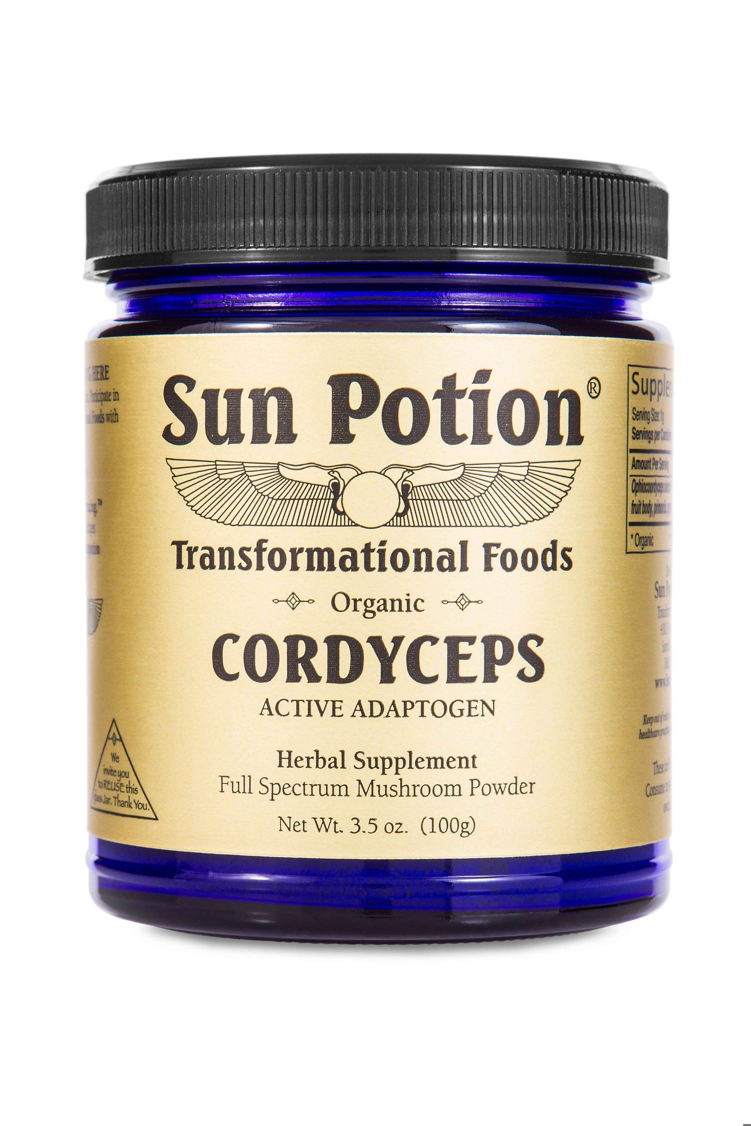 Sun Potion Adaptogen 100g Jar Cordyceps Mushroom Powder (Organic)