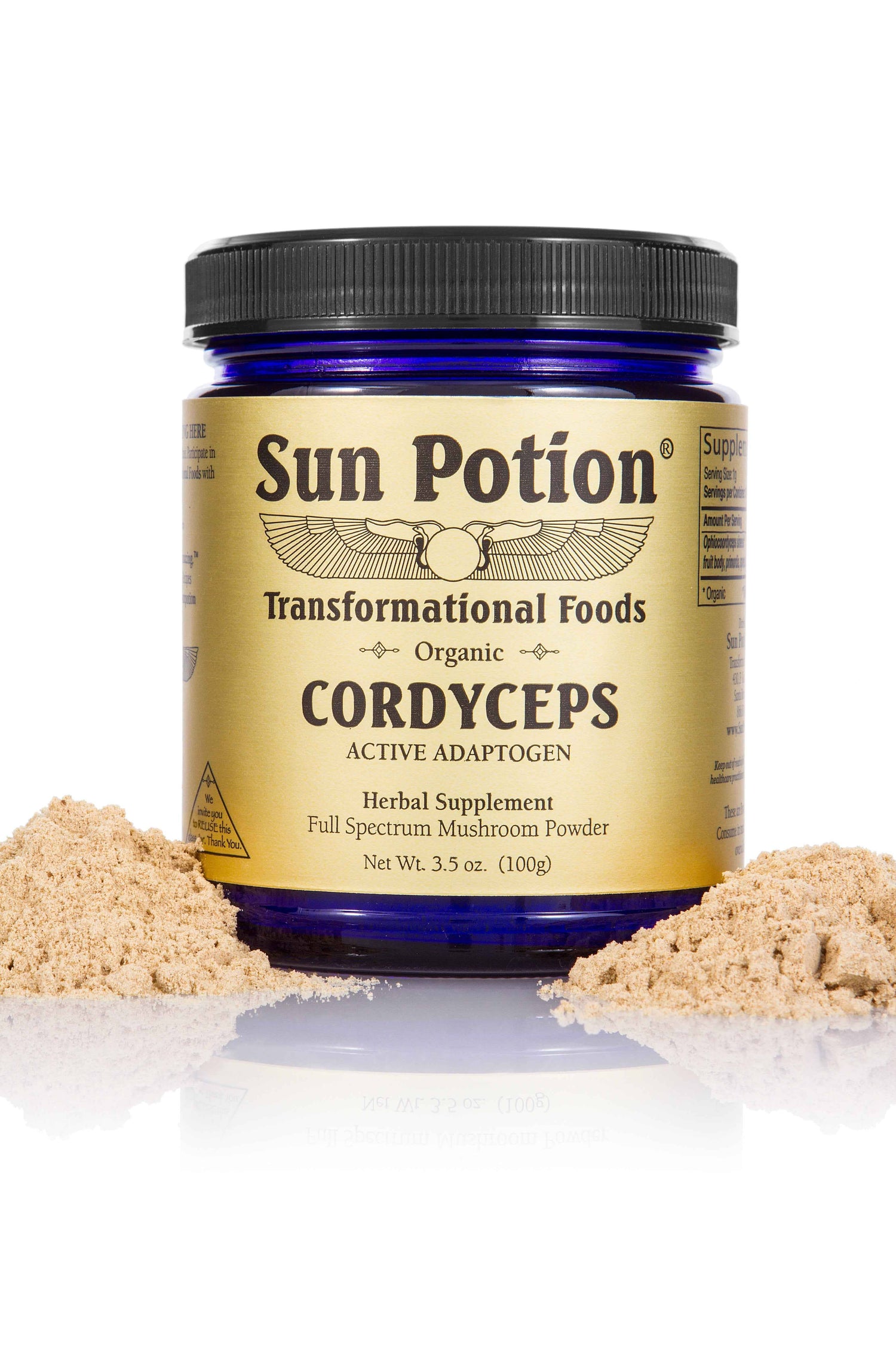 Sun Potion Adaptogen 100g Jar Cordyceps Mushroom Powder (Organic)