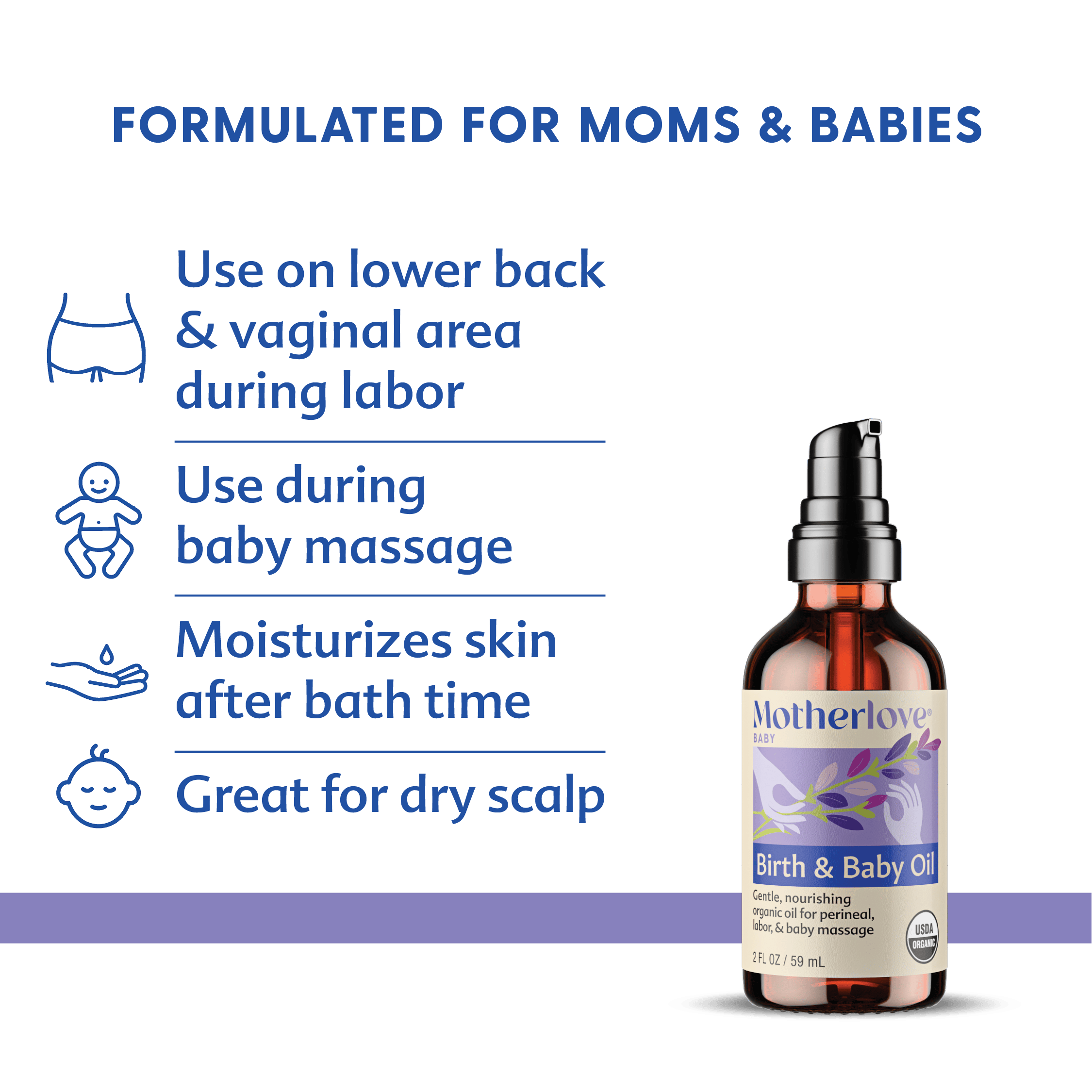 Motherlove Herbal Company Baby 2 oz Birth &amp; Baby Oil