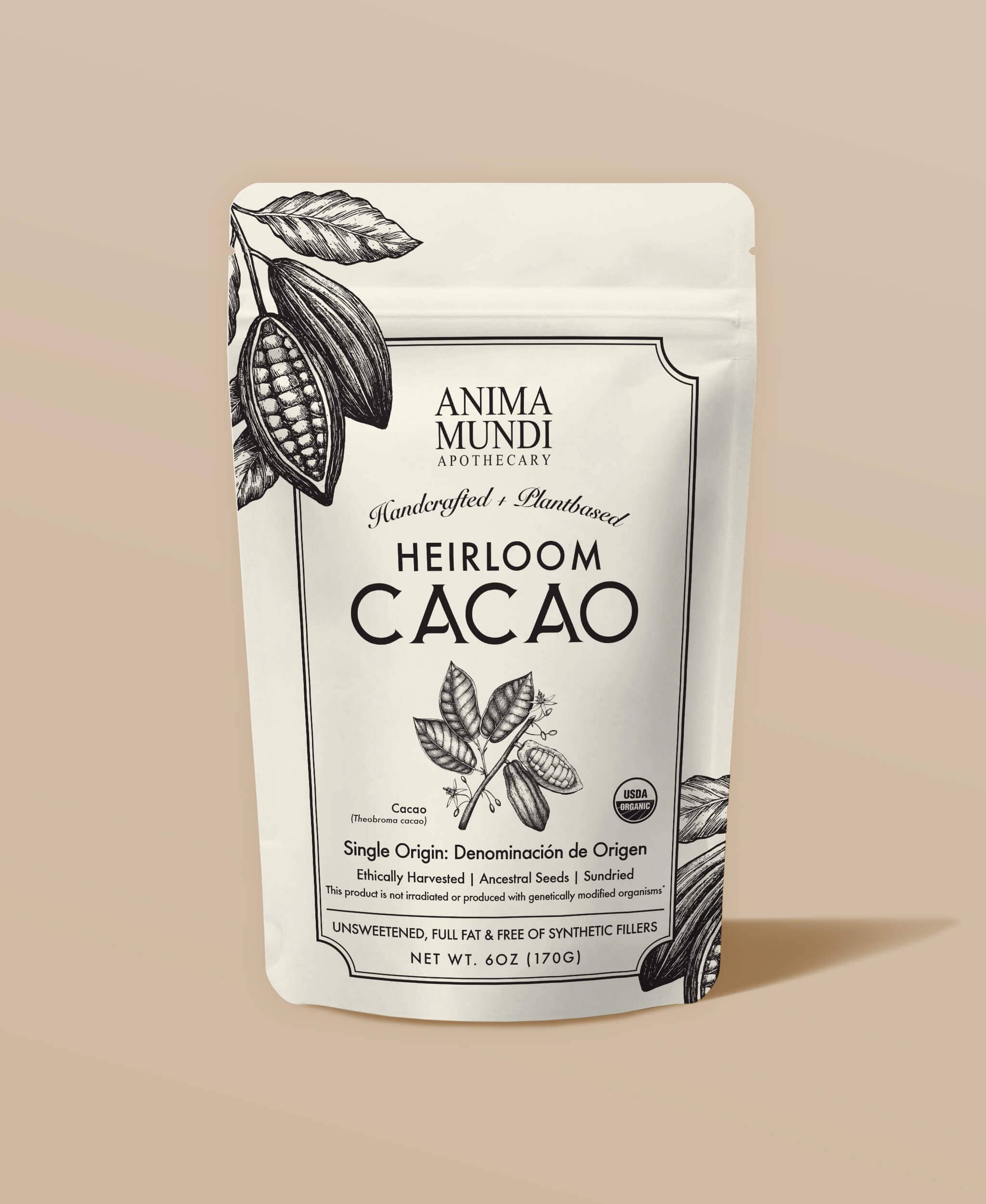 Anima Mundi Cacao 6 oz HEIRLOOM CACAO Powder | Organic Ancestral Seeds