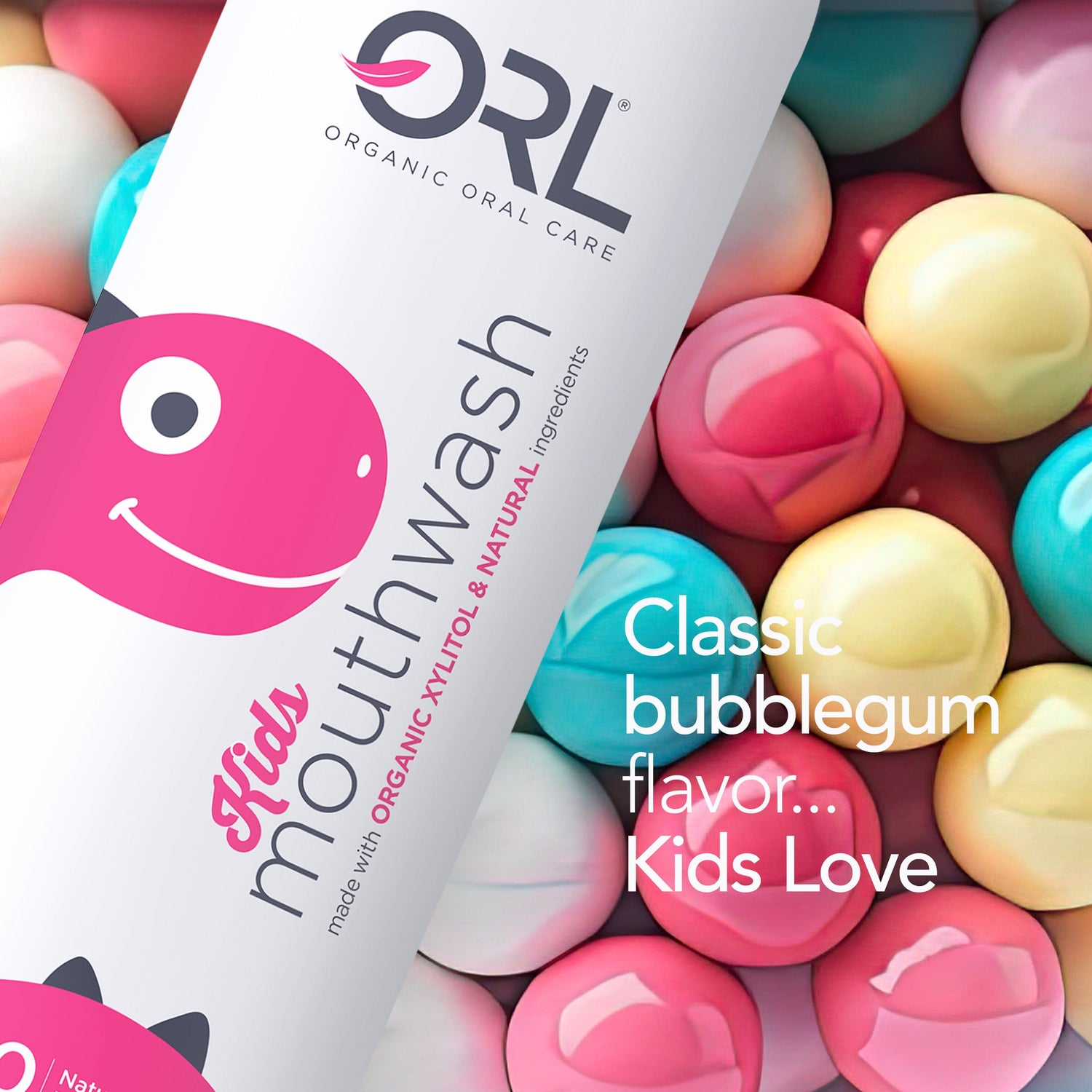 ORL KIDSMouthwash Kids Bubble Gum Kids Mouthwash made with Organic Xylitol &amp; Natural Ingredients