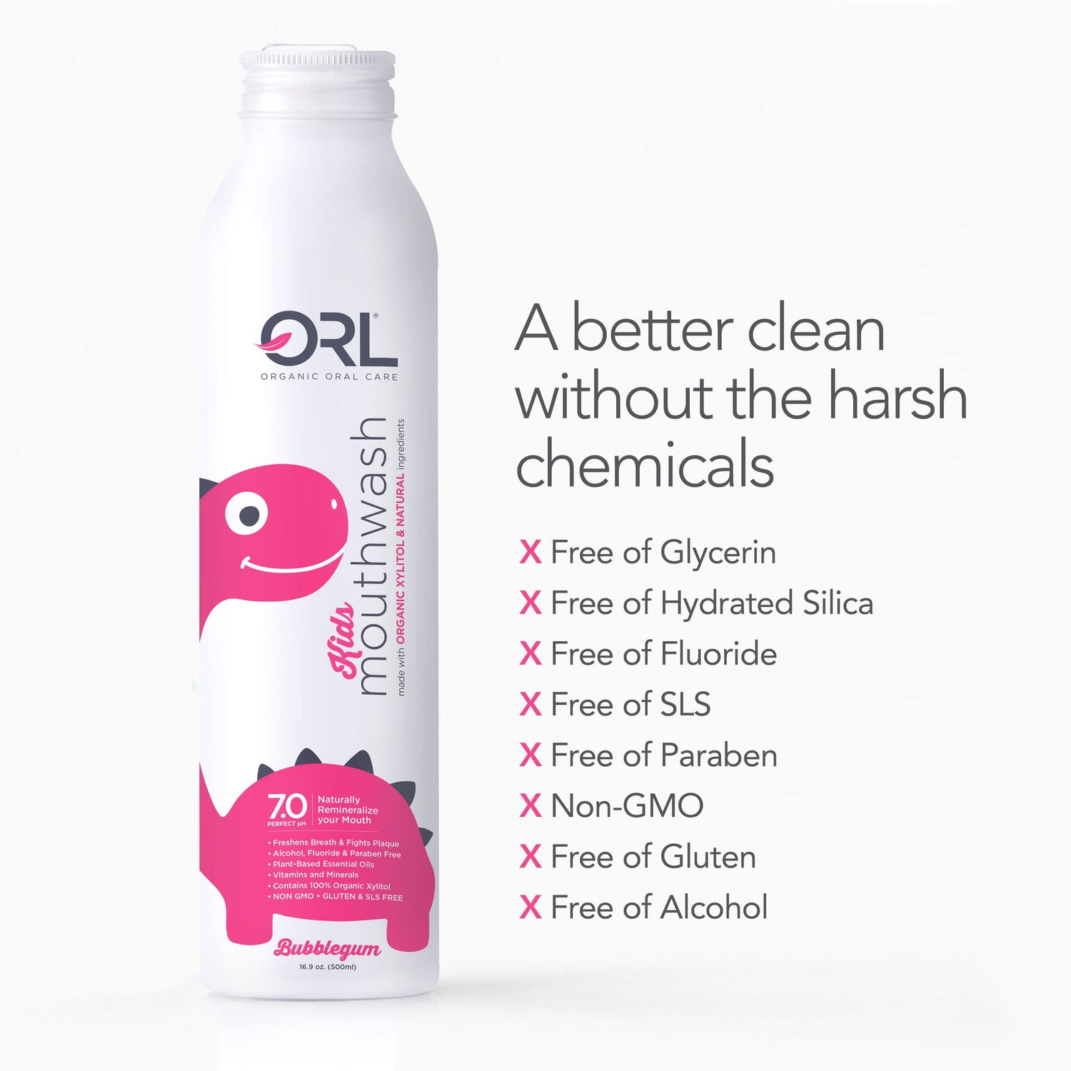 ORL KIDSMouthwash Kids Bubble Gum Kids Mouthwash made with Organic Xylitol &amp; Natural Ingredients