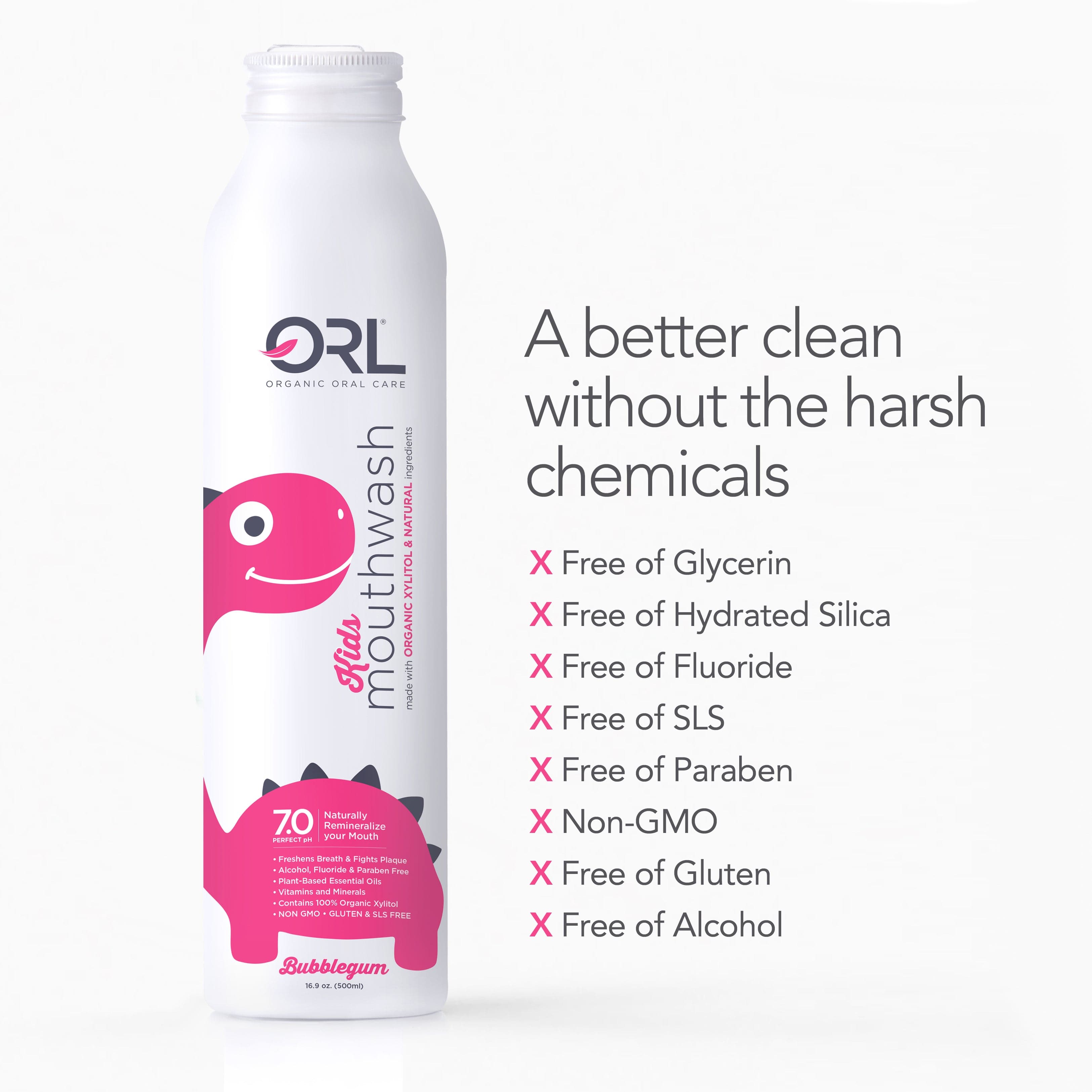 ORL KIDSMouthwash Kids Bubble Gum Kids Mouthwash made with Organic Xylitol &amp; Natural Ingredients