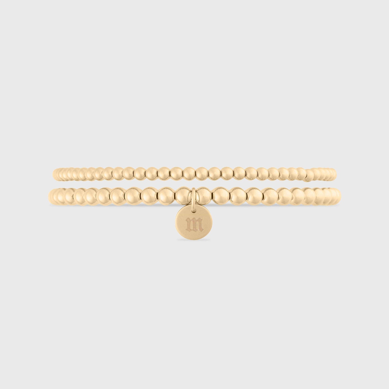 Old English Initial Juno Double Bracelet Stack (3mm + 4mm)