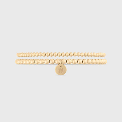 Old English Initial Juno Double Bracelet Stack (3mm + 4mm)