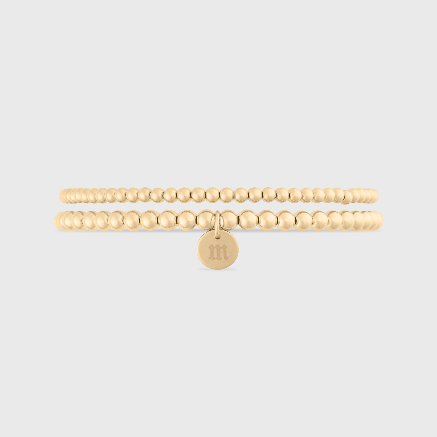 Cuffed by Nano LLC SMALL - 6.5" / m Old English Initial Juno Double Bracelet Stack (3mm + 4mm)