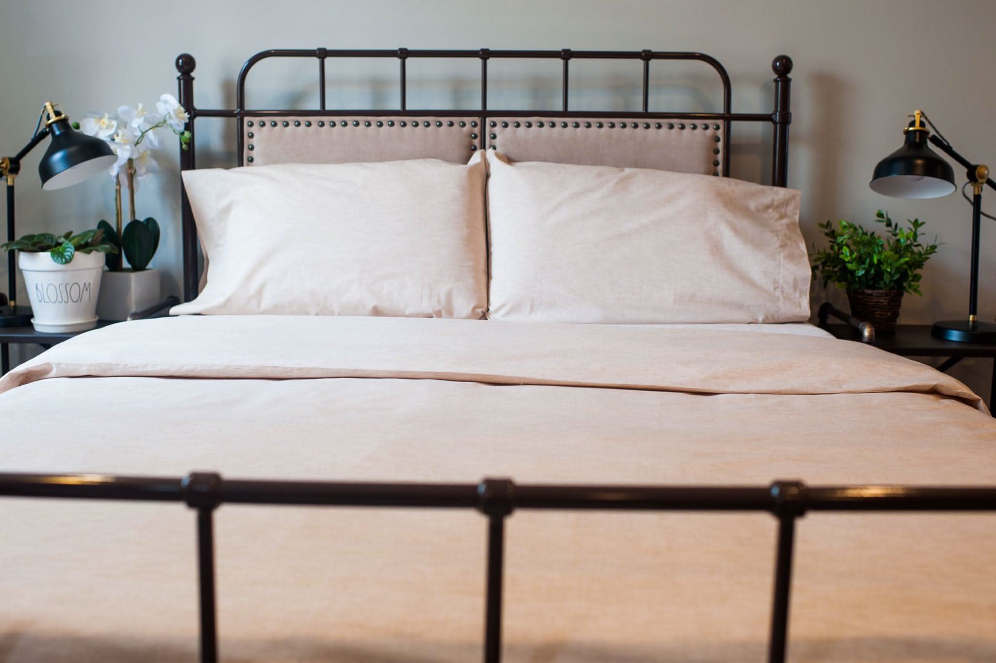 American Blossom Linens Bed Sheets Natural Colored Cotton Bed Sheet Set