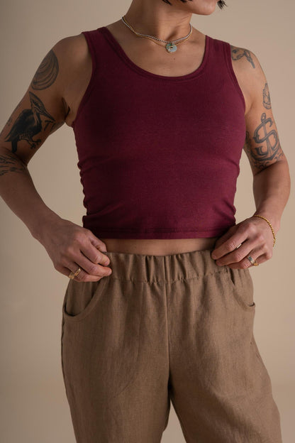 Crop Tank in Cranberry