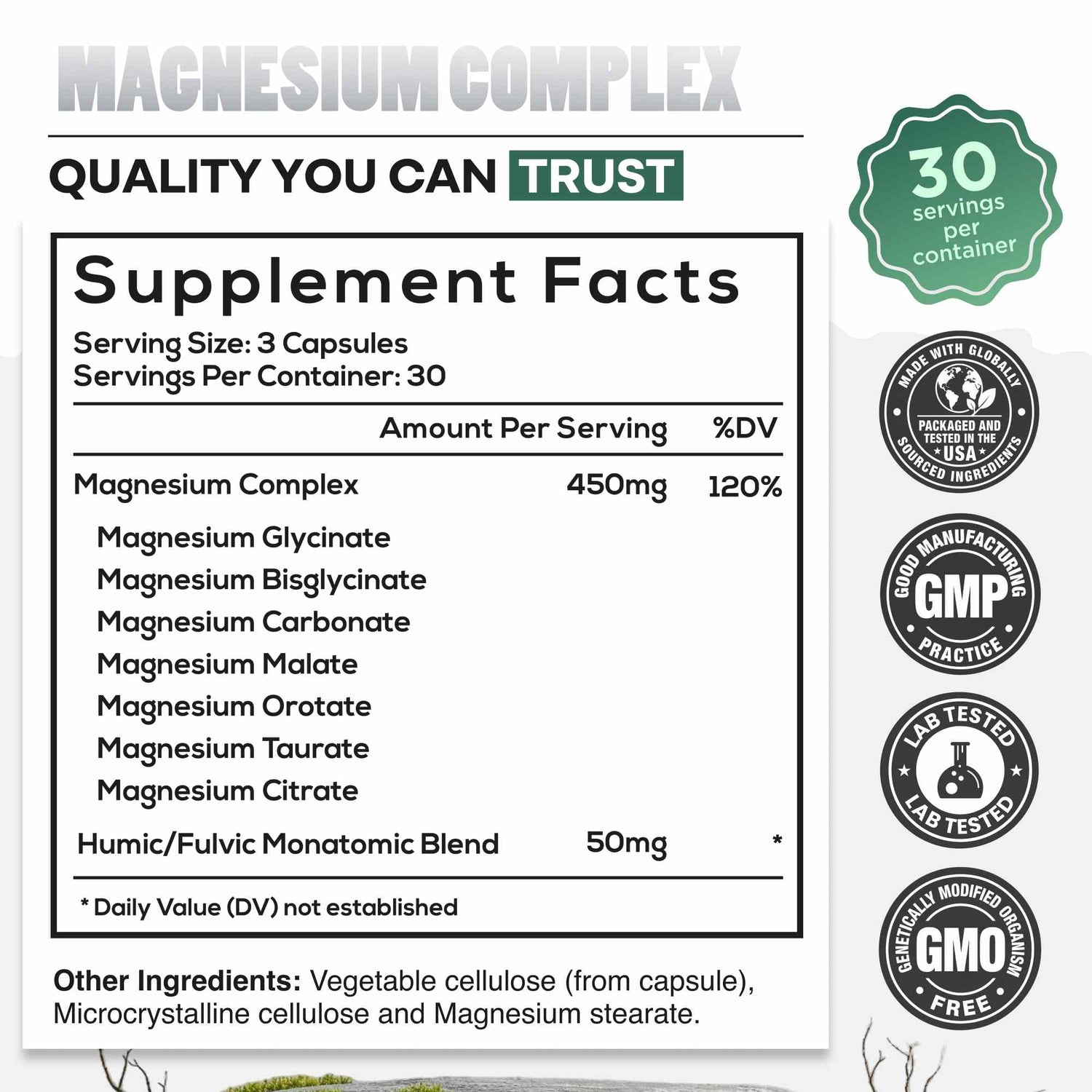 Wild Foods Supplements Magnesium Complex | 7-in-1 Complete Spectrum Formula
