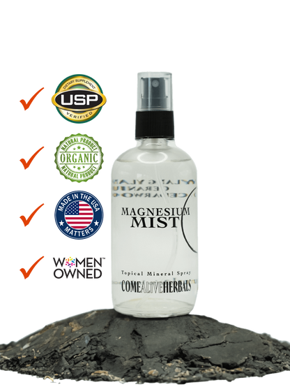 Magnesium Mist Certifications- USP Certified, Organic, Made in USA, Women Owned 