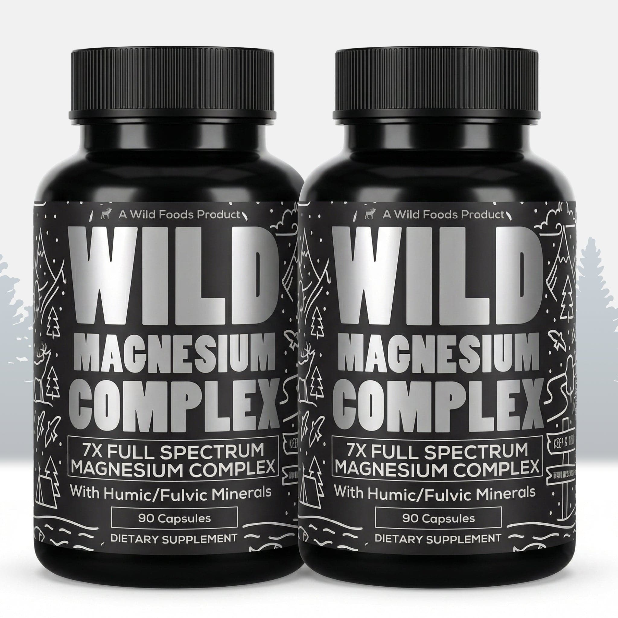 Wild Foods Supplements 2x - 180 caps (2 Months Supply) Magnesium Complex | 7-in-1 Complete Spectrum Formula