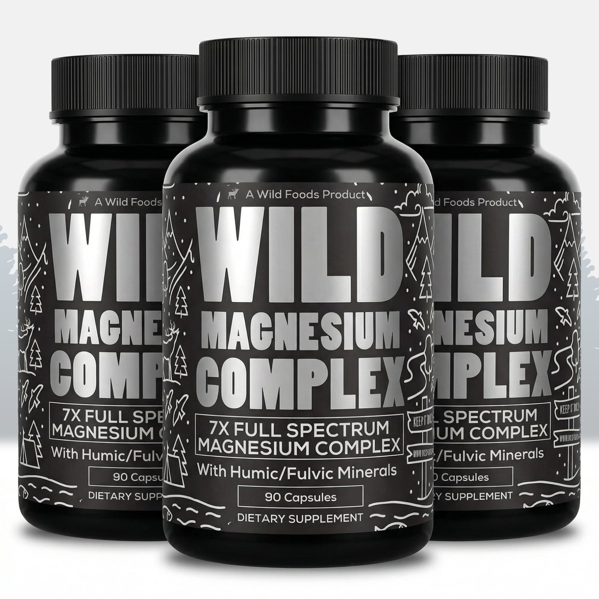 Wild Foods Supplements 3x - 270 caps (3 Months Supply) Magnesium Complex | 7-in-1 Complete Spectrum Formula
