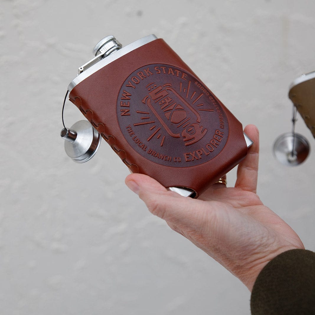 The Local Branch Leather Wrapped Flask