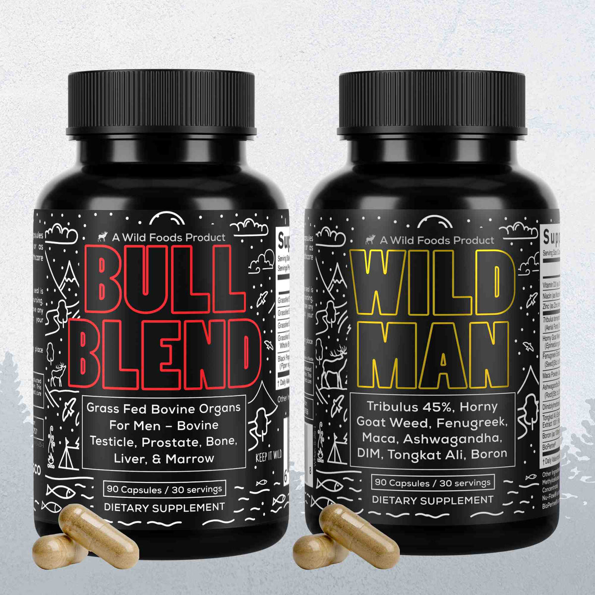 Wild Foods Supplements Bull Blend, 30 servings – Natural Male Hormone &amp; Energy Support