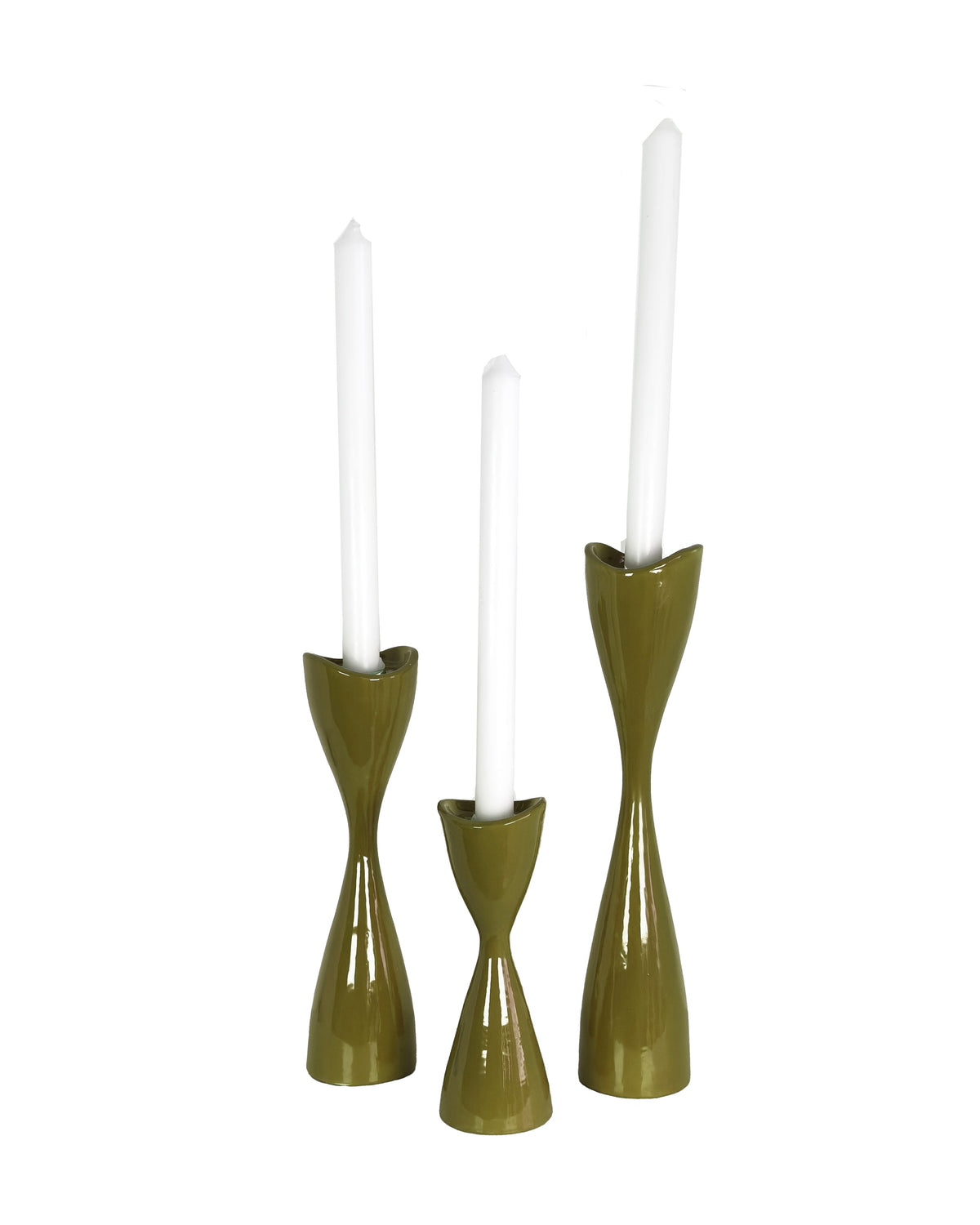 Tulip Candlestick Holders in Martini Green