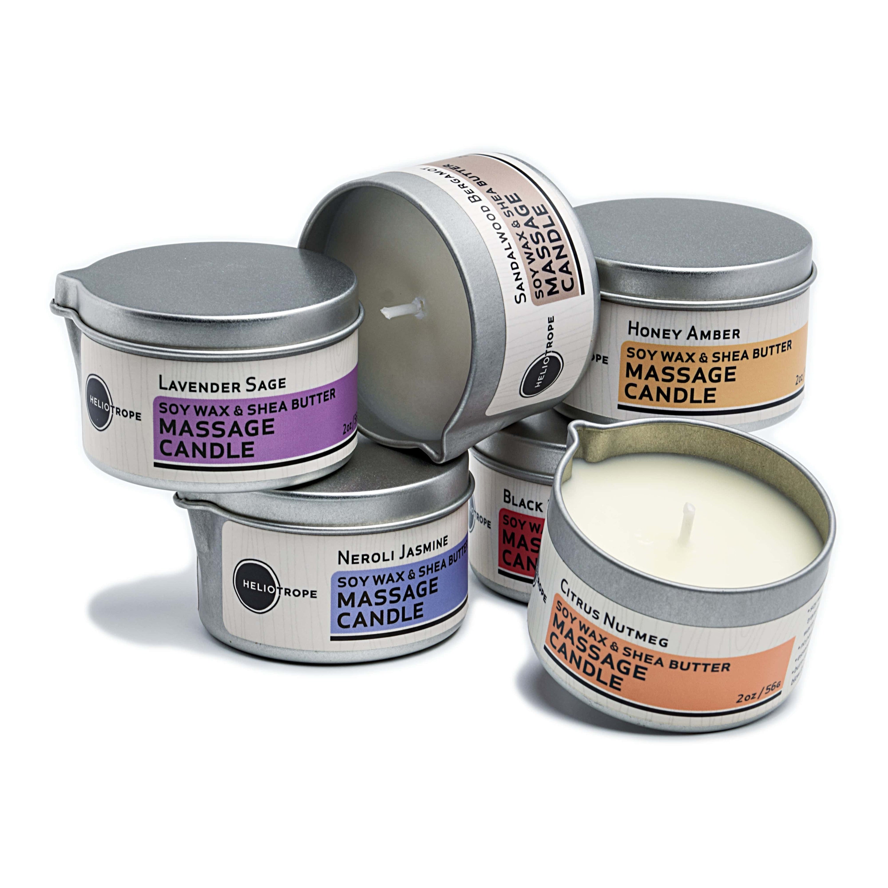 Heliotrope SF Candle Soy Wax &amp; Shea Butter Massage Candles - New Scent