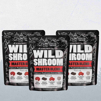 Wild Foods Mushrooms 3x - 4oz (Save $10!) Master Mushrooms Blend, 110 servings – Immune Boosting Adaptogenic Mushrooms