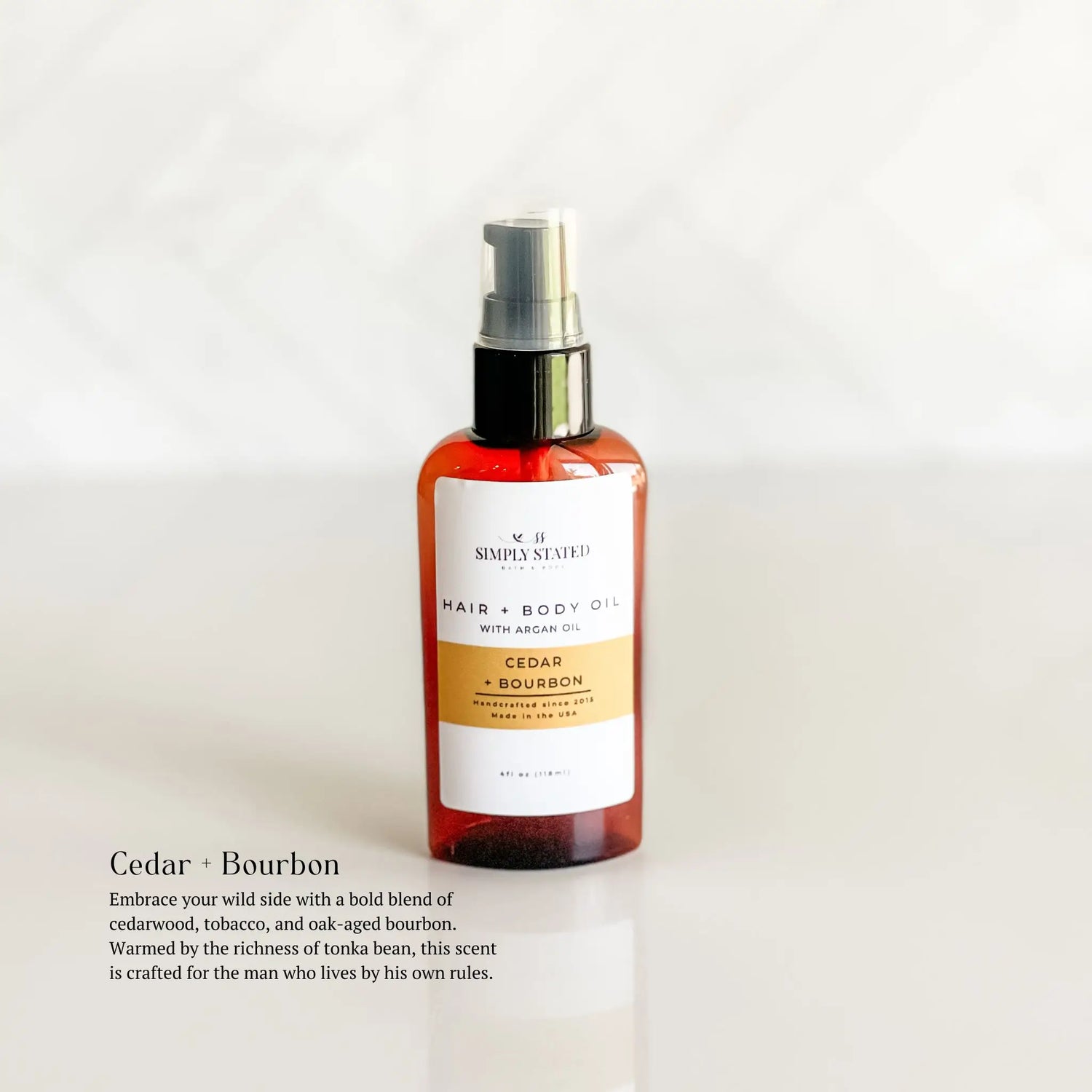 Simply Stated Creations Body Oils Cedar + Bourbon Beard &amp; Body Oil