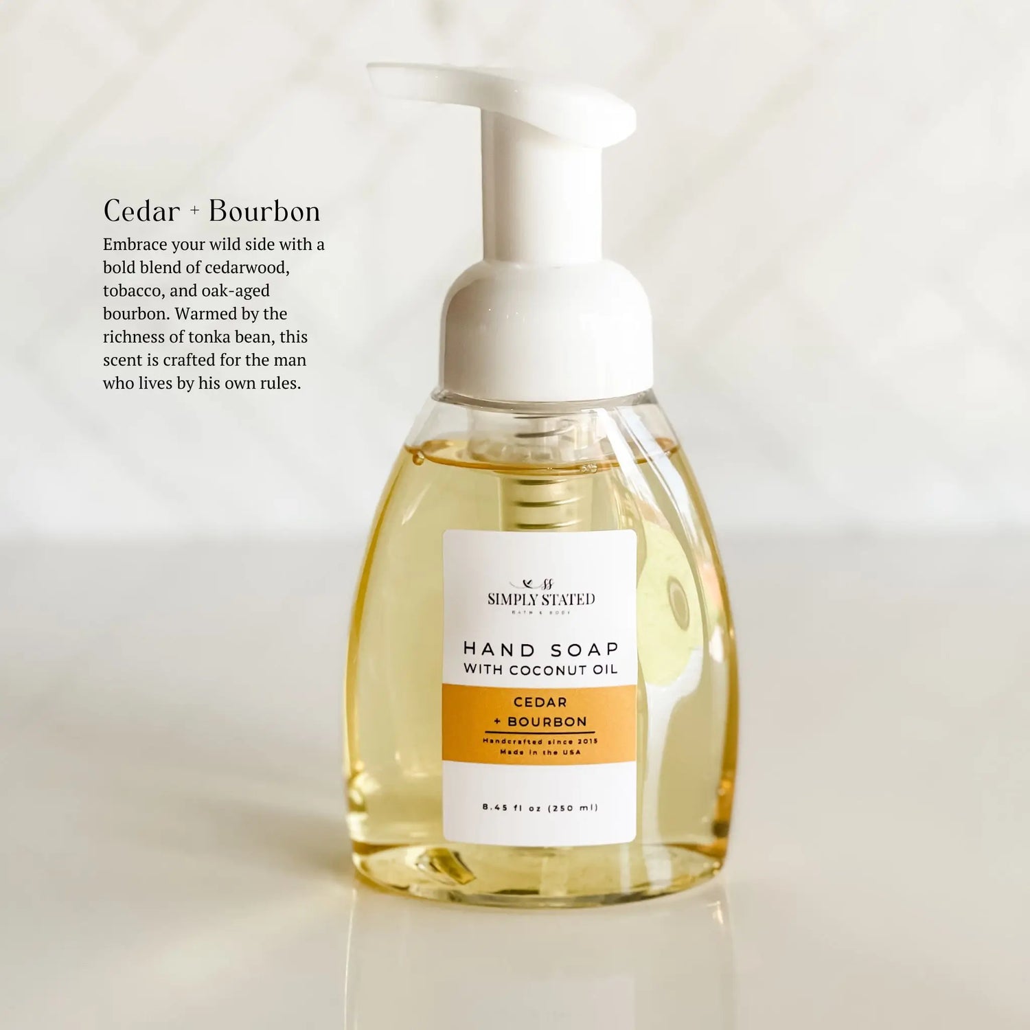 Simply Stated Creations Hand Soaps Cedar + Bourbon Men’s Foaming Hand Soap