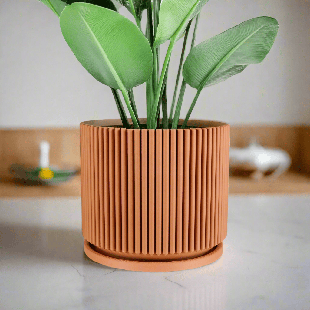 Rosebud HomeGoods Pots &amp; Planters Terracotta / 4 Inch Mid-Century Ribbed Planter