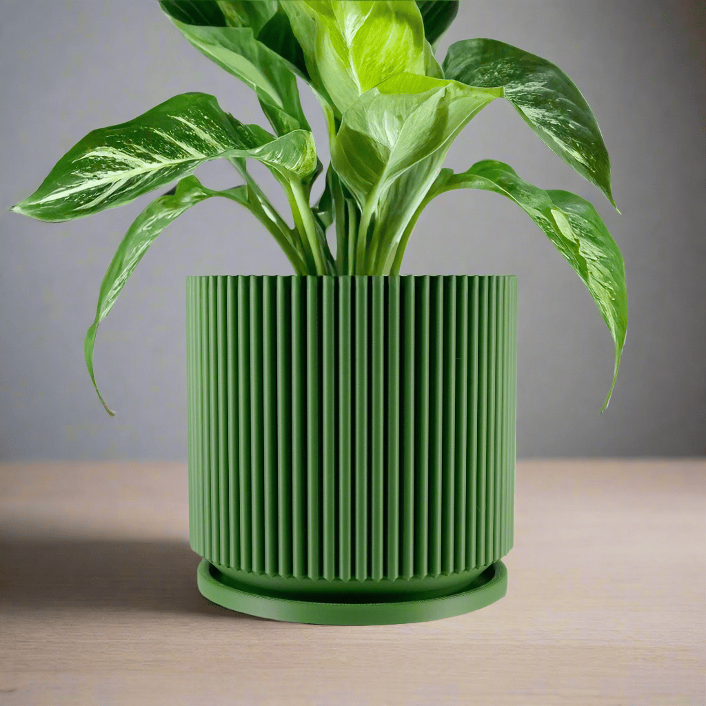 Rosebud HomeGoods Pots &amp; Planters Green / 4 Inch Mid-Century Ribbed Planter