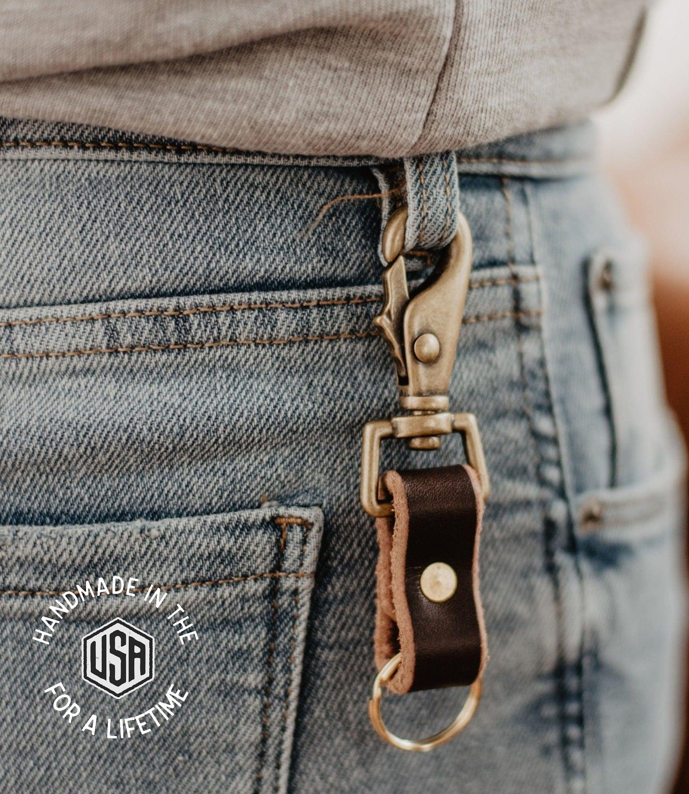 The Local Branch Leather Mini Key Clip  - USA Made