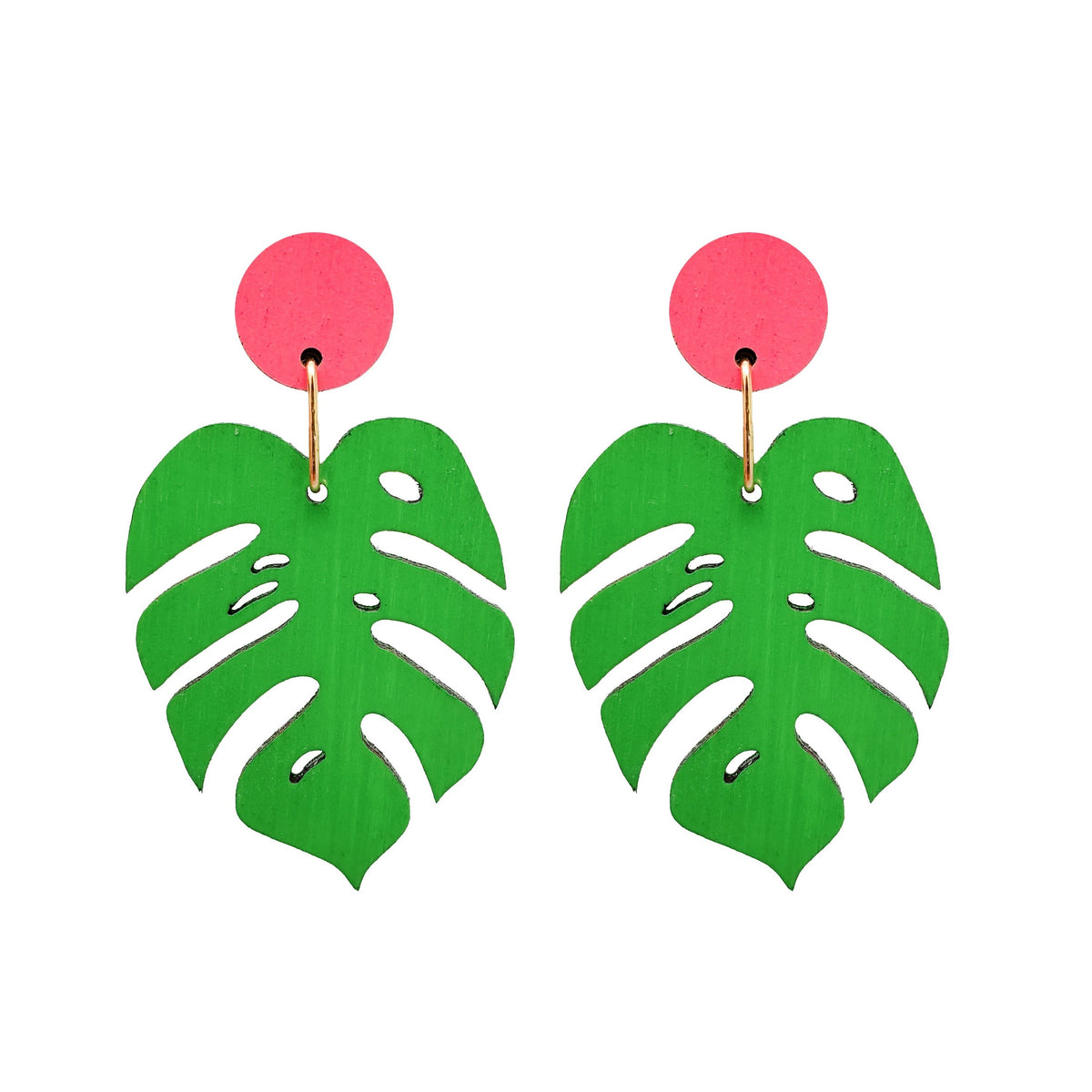 Monstera Pink Dot Dangles