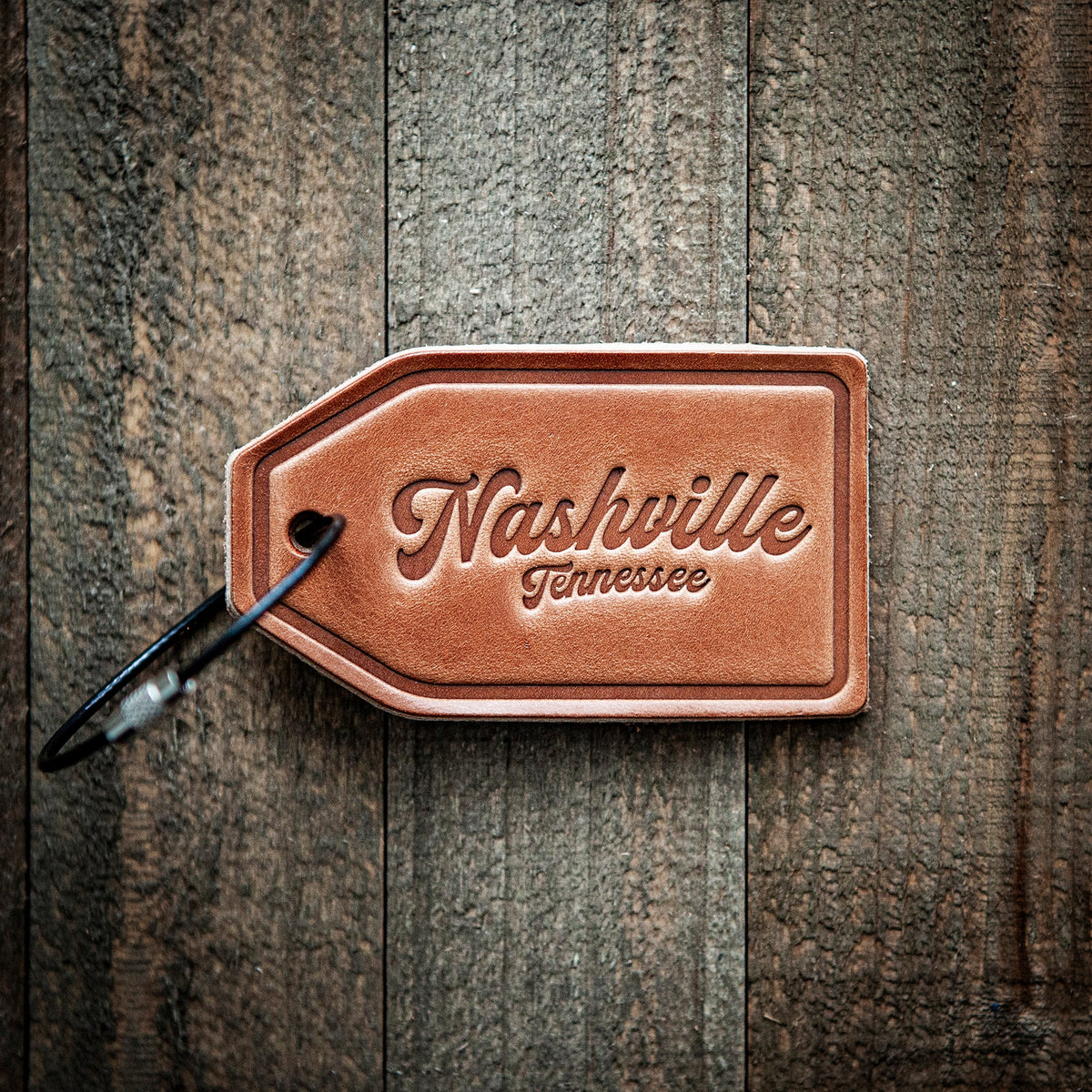 Nashville Tennessee Script Leather Luggage Tag