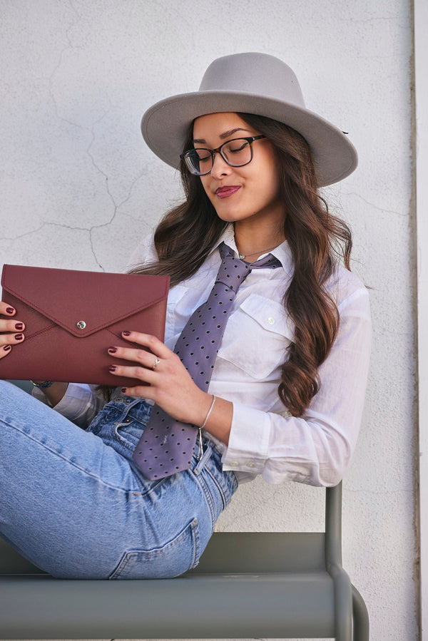SOUL CARRIER Soul Carrier x ASU Maroon Epsom Leather Clutch