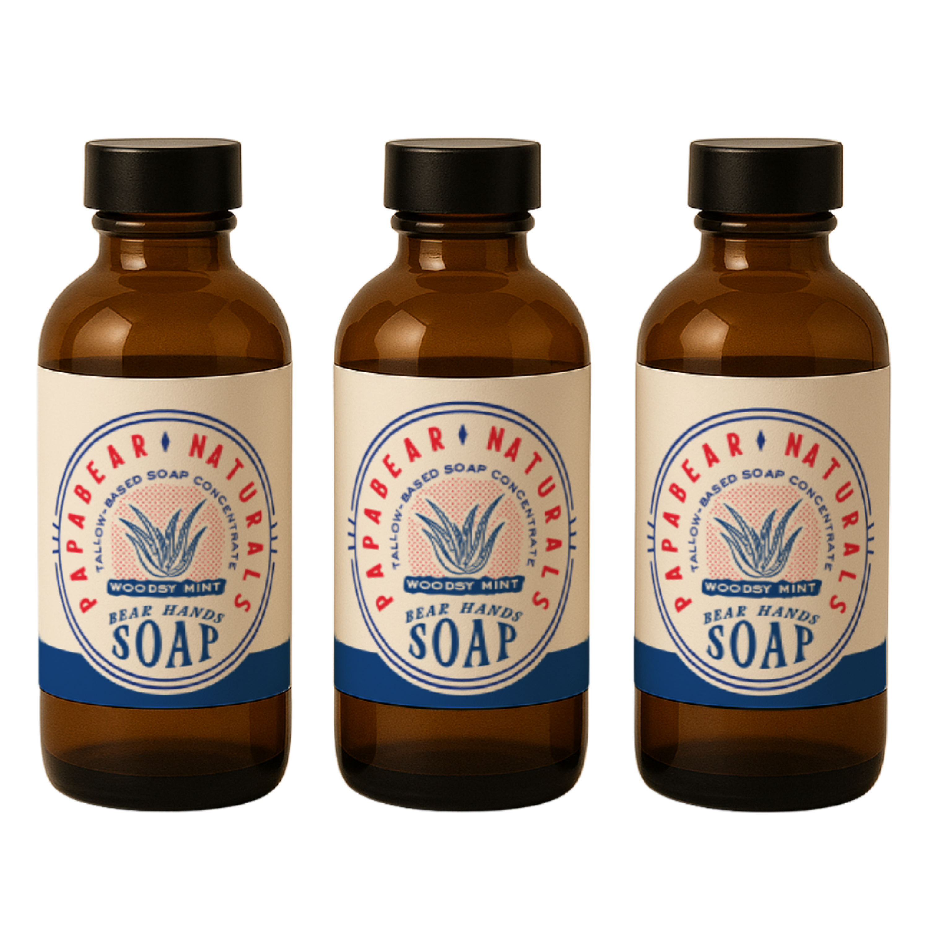 PapaBear Naturals Woodzy Mint / None Bear Hands Soap - 1 oz (3 Pack)