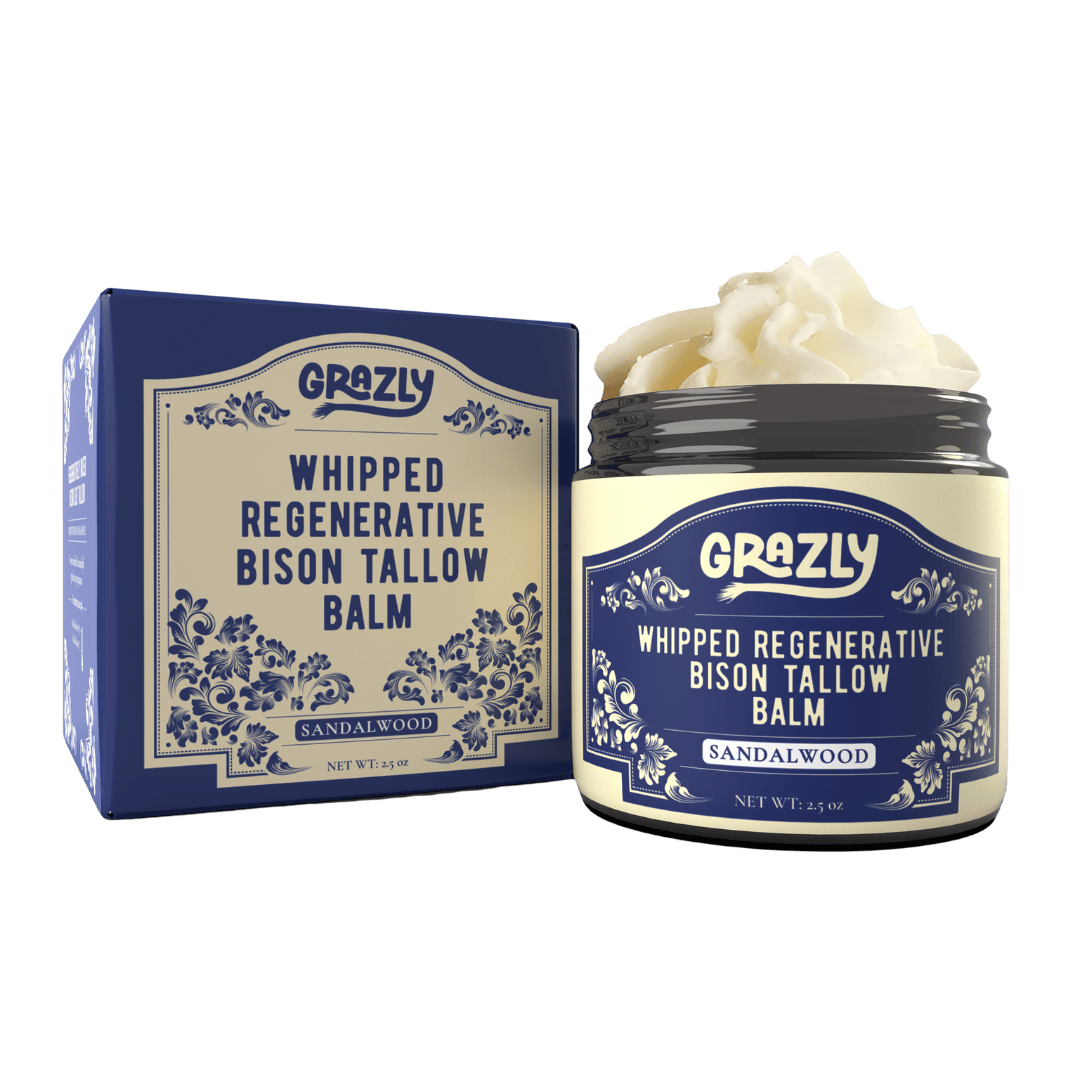 Grazly Sandalwood / 1 Jar Whipped Bison Tallow &amp; Manuka Honey Moisturizing Balm