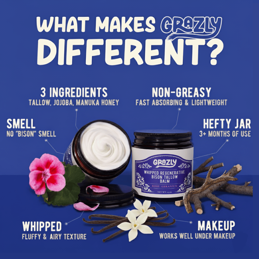 Grazly Whipped Bison Tallow &amp; Manuka Honey Moisturizing Balm