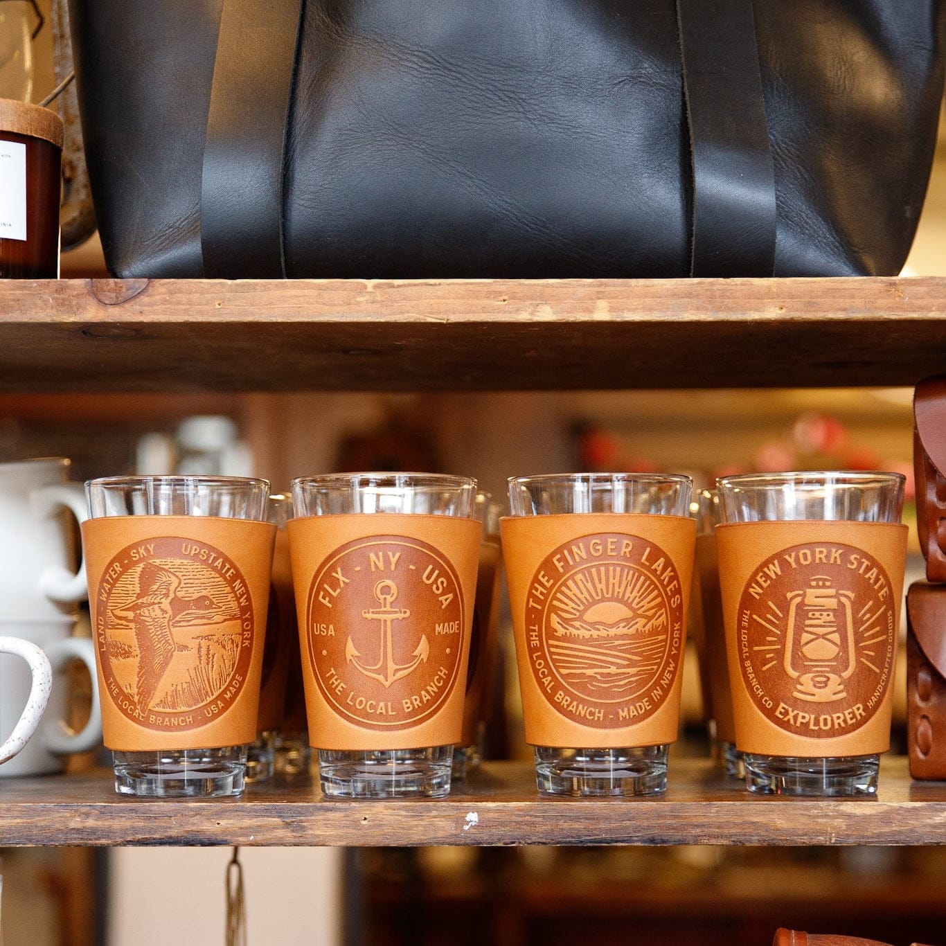 The Local Branch Leather Leather Pint Glass  - USA Made