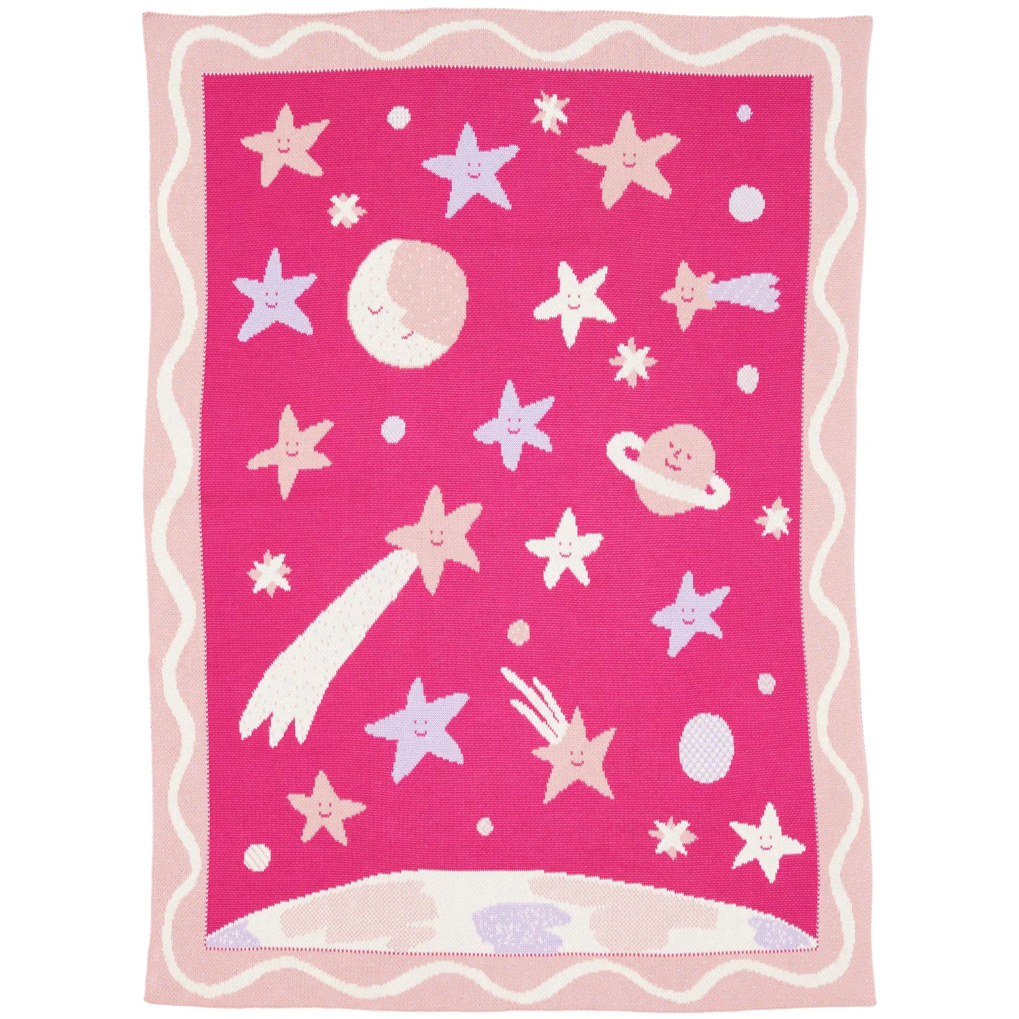Biquette Baby Blanket Cranberry in Egyptian Cotton Night Sky Baby Blanket