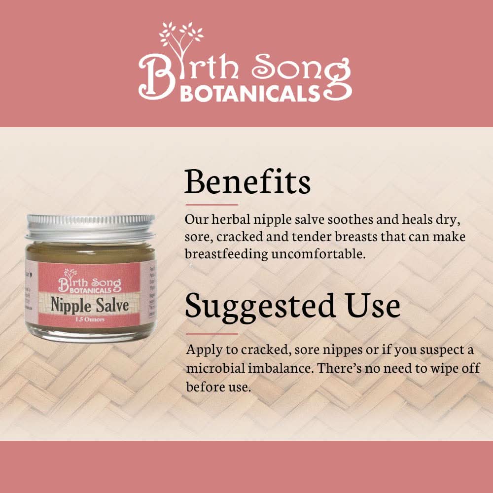 Birth Song Botanicals Co. Skin Care Nipple Salve, Soothing Herbal Nipple Butter for Breastfeeding and Lactation