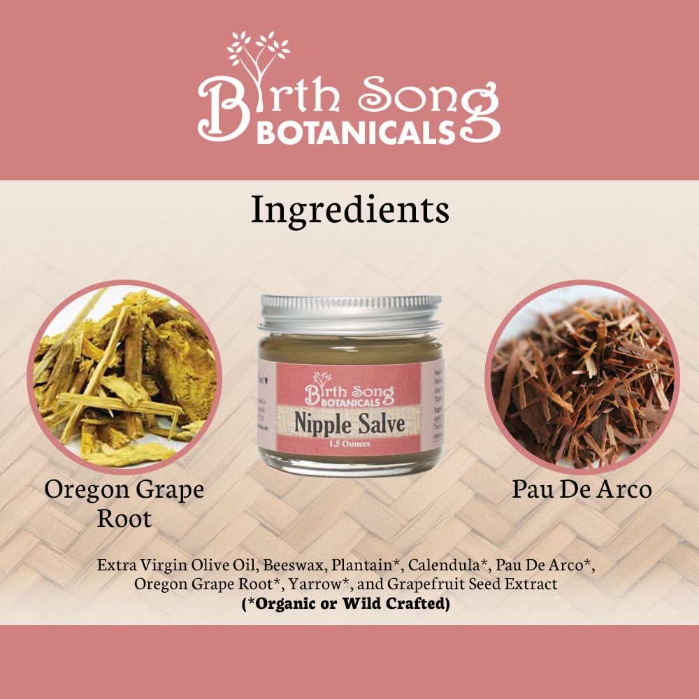 Birth Song Botanicals Co. Skin Care Nipple Salve, Soothing Herbal Nipple Butter for Breastfeeding and Lactation