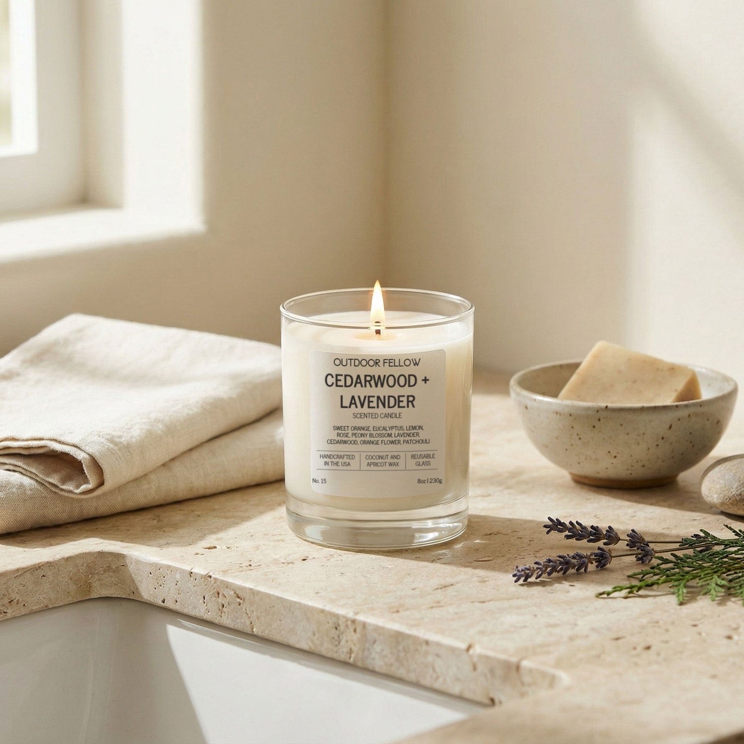 Outdoor Fellow Candles Cedarwood and Lavender Scented Candle