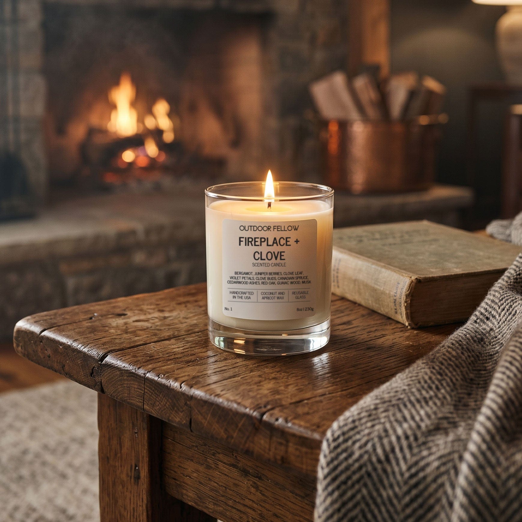 Outdoor Fellow Candles Fireplace and Clove Scented Candle