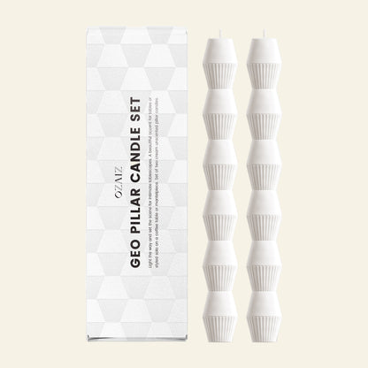 Ivory Geometric Pillar Candle (Set of 2)