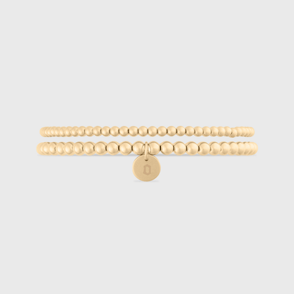 Cuffed by Nano LLC SMALL - 6.5" / o Old English Initial Juno Double Bracelet Stack (3mm + 4mm)