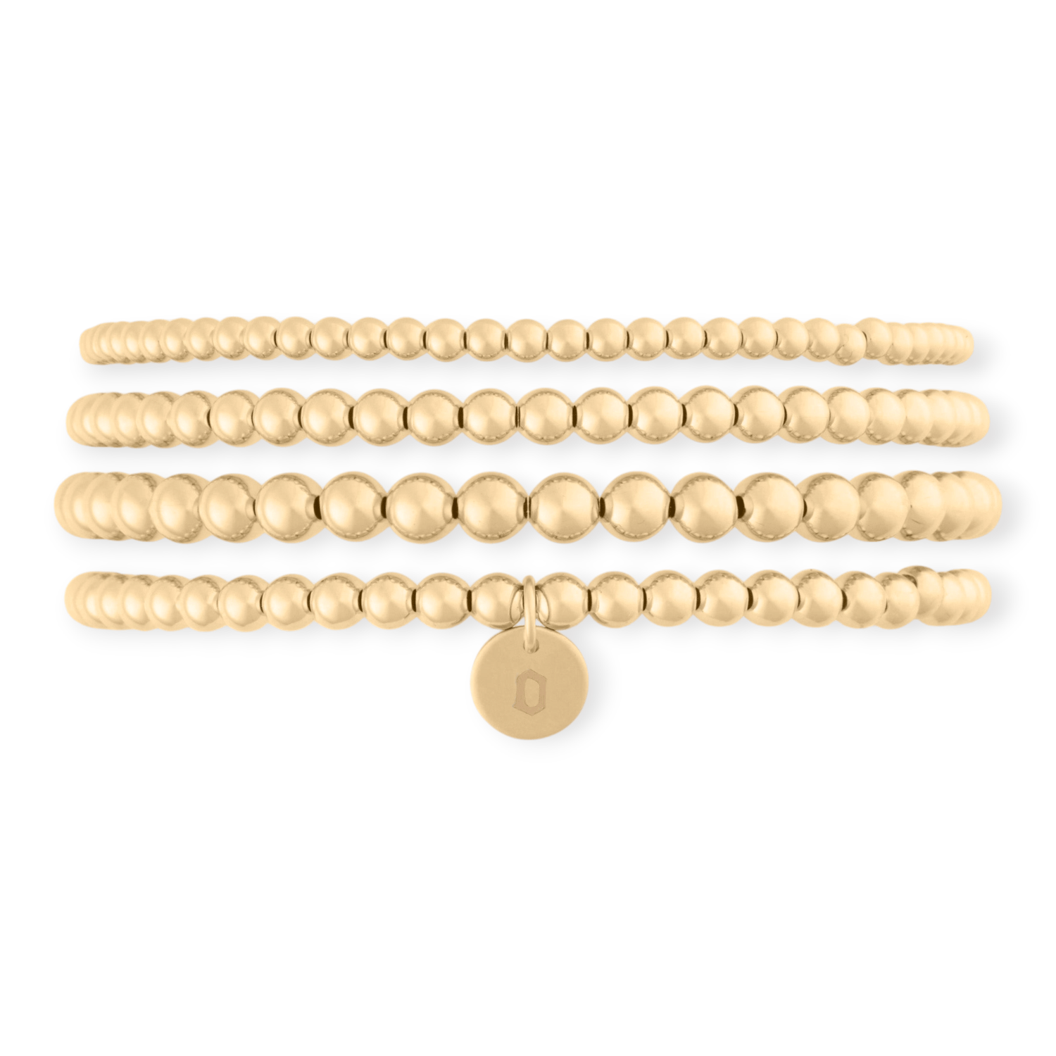 Cuffed by Nano LLC SMALL - 6.5" / o Old English Initial Juno Four Bracelet Stack