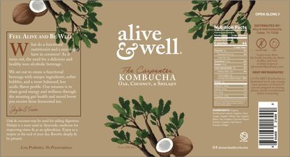 Alive &amp; Well Kombucha Kombucha Oak &amp; Coconut Kombucha Organic